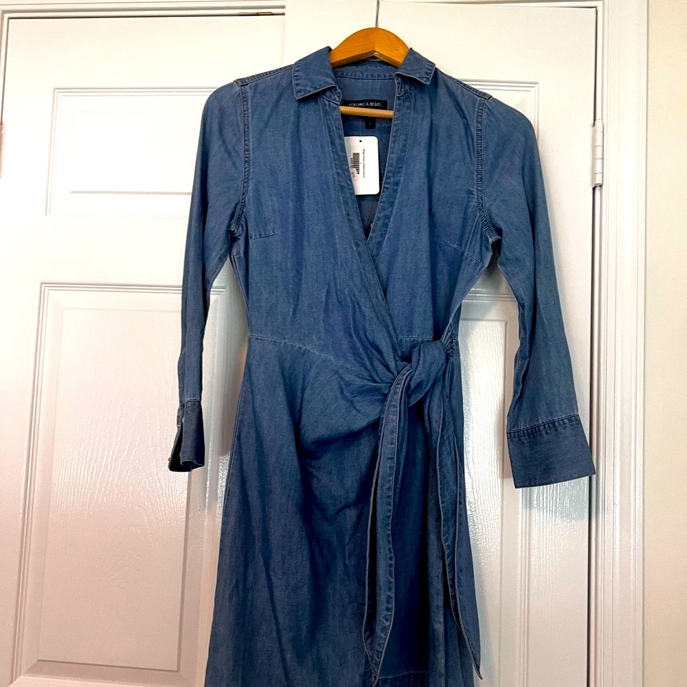 Veronica Beard Blue Long Sleeve Wrap Dress